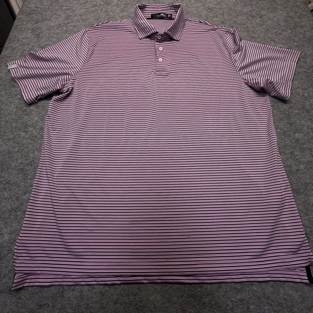 RLX Ralph Lauren Golf Polo Men XL Performance Stretch Purple Striped Polyester